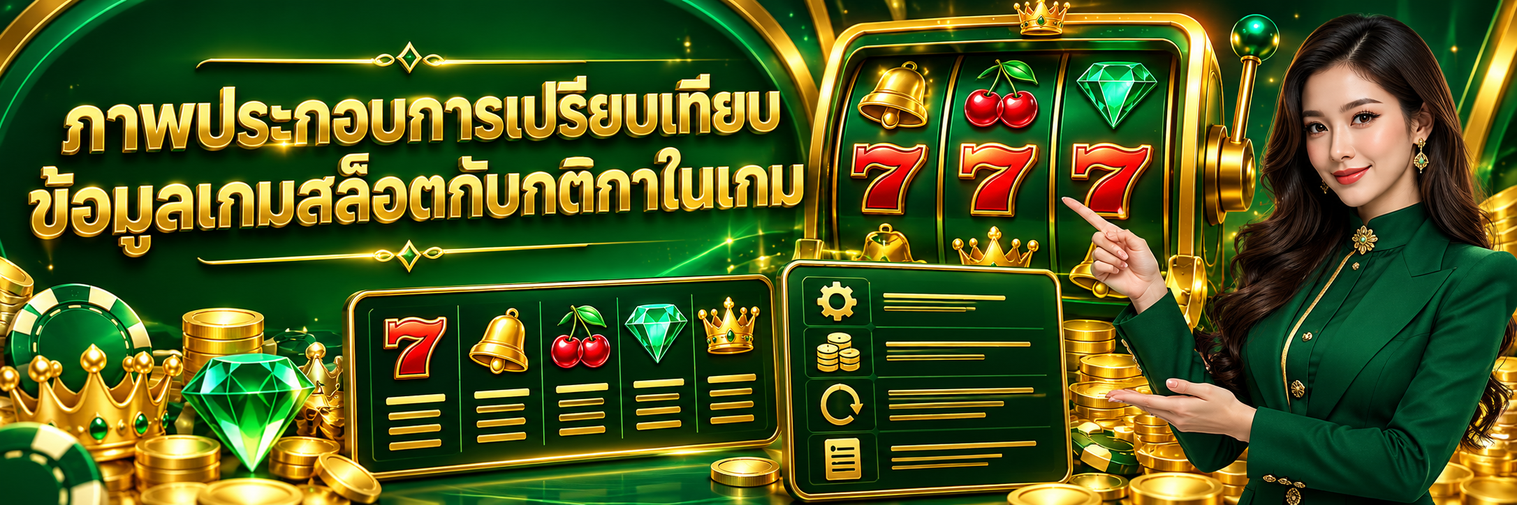 ภาพประกอบการเปรียบเทียบข้อมูลเกมสล็อตกับกติกาในเกม